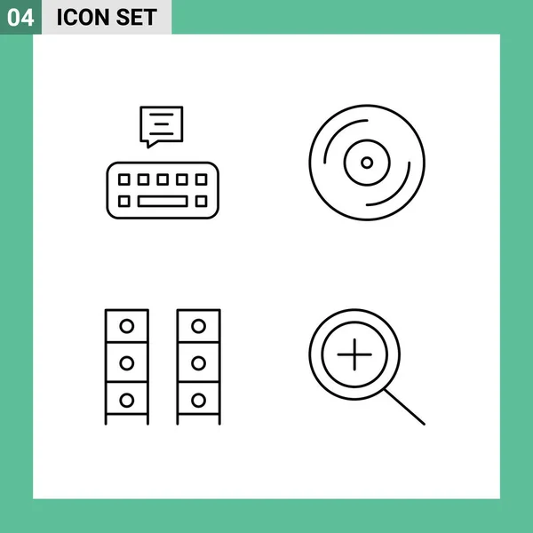 Pictogramme Ensemble Couleurs Plates Filledline Simples Clavier Meubles Appareils Platine — Image vectorielle