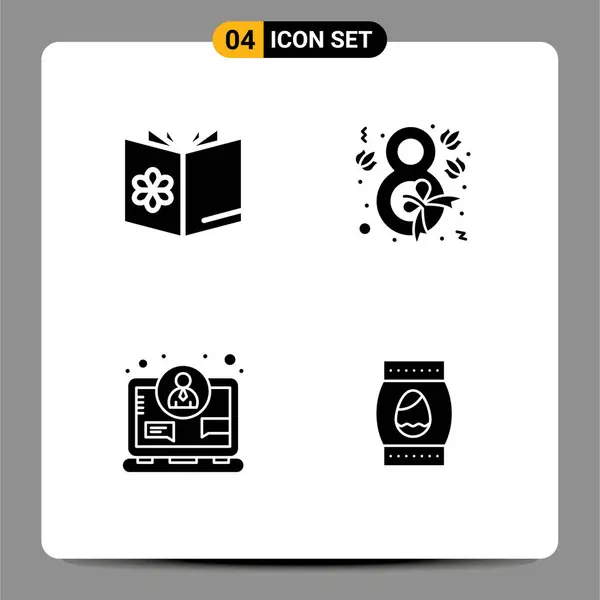 Universal Solid Glyphs Set Web Mobile Applications Könyv Üzleti Keverék — Stock Vector