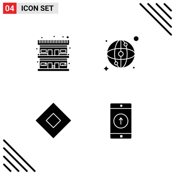 Set Commercial Solid Glyphs Pack Motel Symbolism Travel Network Application — Stock Vector