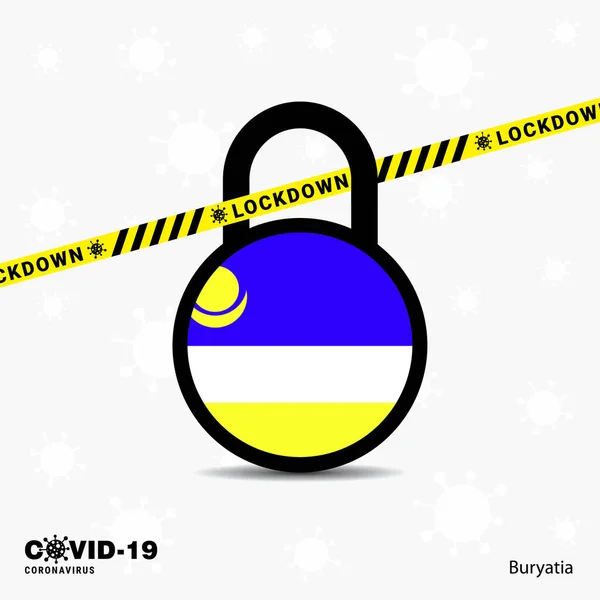 Buryatia Lock Lock Plantilla Conciencia Pandémica Coronavirus Diseño Bloqueo Covid — Vector de stock
