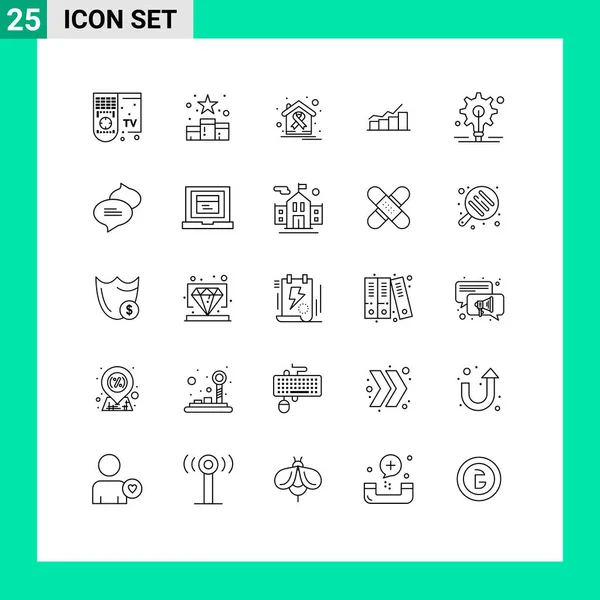 Mobile Interface Line Set Pictograms Graph Chart Social Growth Health — Stock Vector