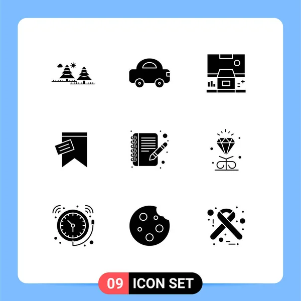 Set Vector Solid Glyphs Grid Text Tag Vehicles Mark Panel — Stock Vector