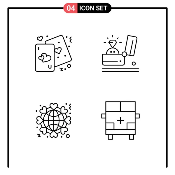 Creative Icons Modern Jelek Szimbólumok Kártyák Esküvő Élet Esemény Szív — Stock Vector