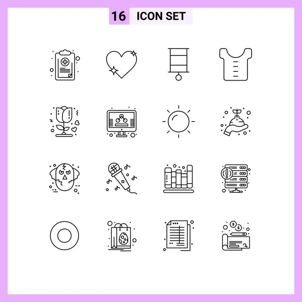 Pictogram Set Simple Outlines Flower Clothes Favorite Baby Kid Editable — Stock Vector