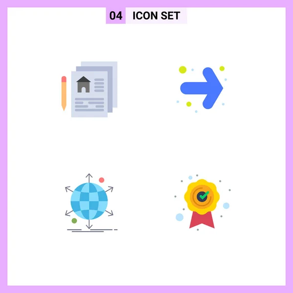 Mobile Interface Flat Icon Set Pictograms Blueprint Net Pen Right — Stock Vector