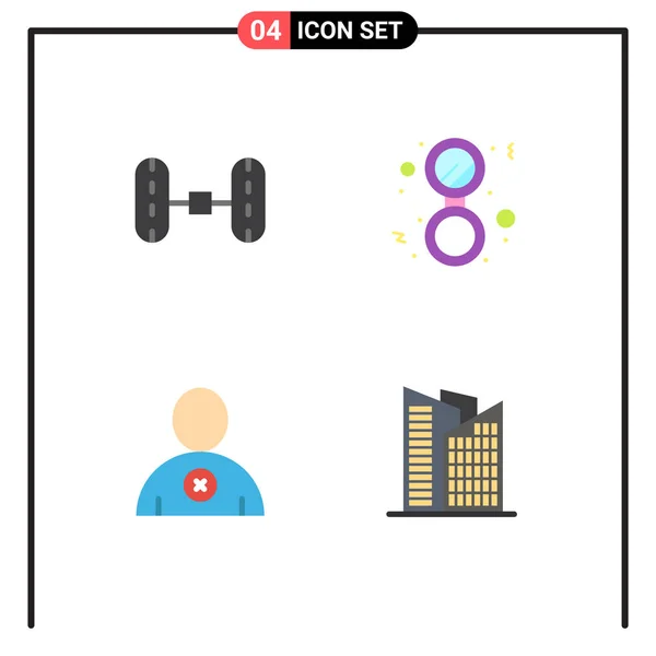 Thematic Vector Flat Icons Editable Symbols Wheel Alignment User Bathroom — Stock Vector