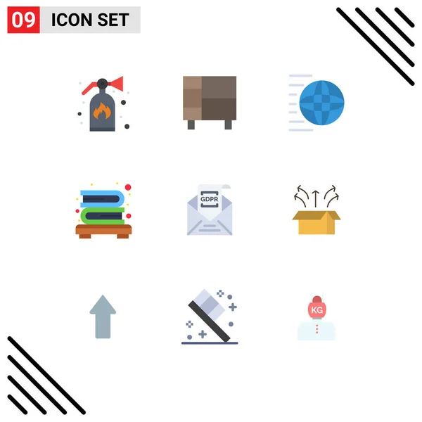 Interface Usuário Flat Color Pack Modern Signs Symbols Email Bookshelf — Vetor de Stock