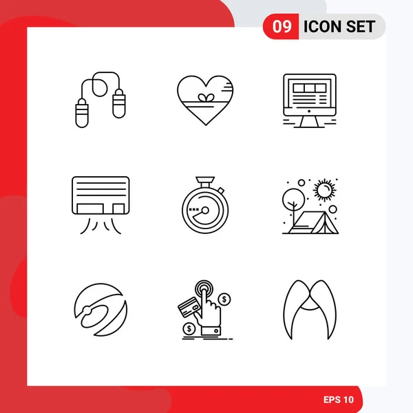 Pictogram Set Dari Unsur Rancangan Vektor Sederhana Udara Hadiah Internet - Stok Vektor