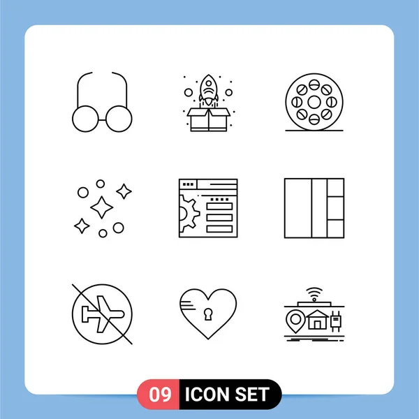 Thematic Vector Outlines Editable Symbols Grid Setting Movie Design Space — Stockový vektor