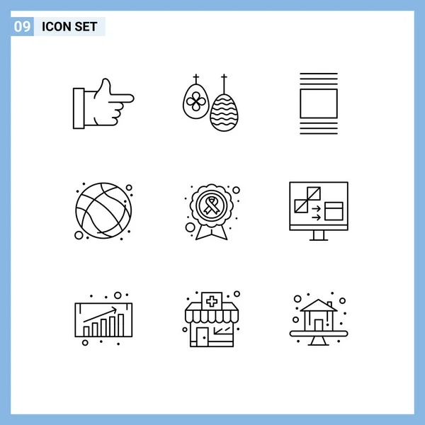 Creative Icons Modern Signs Symbols Ribbon Awareness Ribbon Thumbnails Exercise — Stock Vector