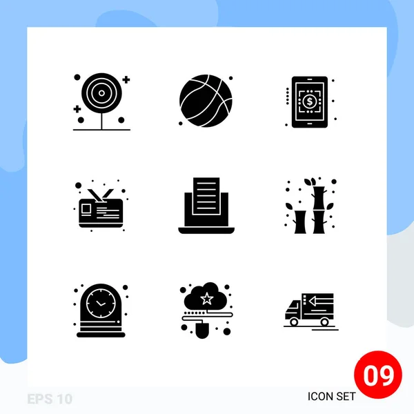 Universal Icon Symbols Group Modern Solid Glyphs Bamboo Mail Banking —  Vetores de Stock