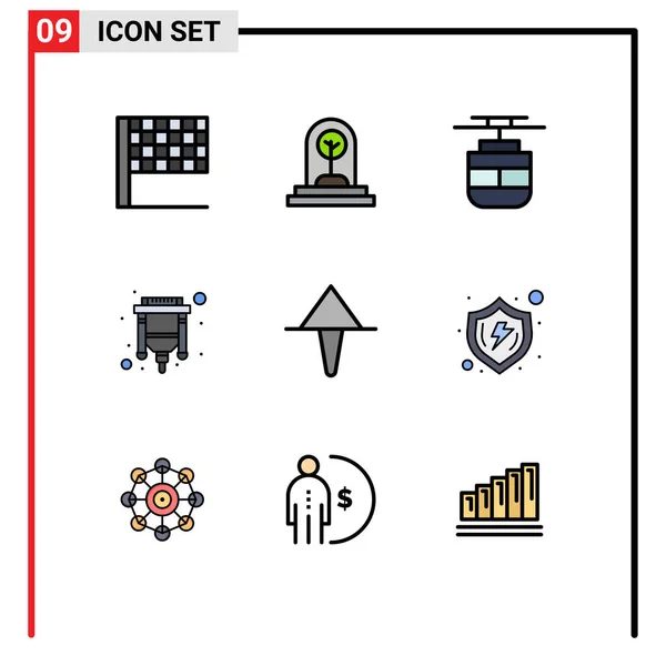 Pictogram Set Simple Filledline Flat Colors Arrow Transport Hdmi Connector — Stock Vector