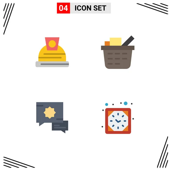 Pack Iconos Planos Creativos Arquitectura Reloj Cesta Islámico Reloj Pared — Vector de stock