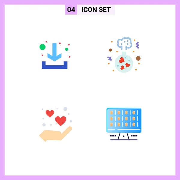 Set Von Vector Flat Icons Grid Zum Herunterladen Liebe Fläschchen — Stockvektor