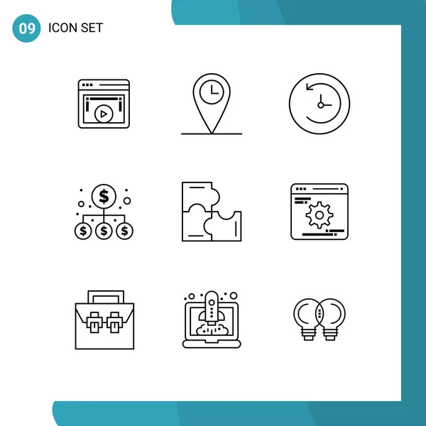 Icône Vectorielle Stock Paquet Signes Symboles Ligne Pour Jeu Puzzle — Image vectorielle