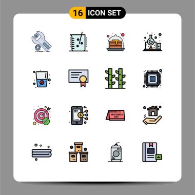 16 Yaratıcı Simge Modern Diyet, Bilim, Kimya Laboratuarı, Laboratuar, Tatlılar, Düzenlenebilir Yaratıcı Vektör Tasarım Elementleri
