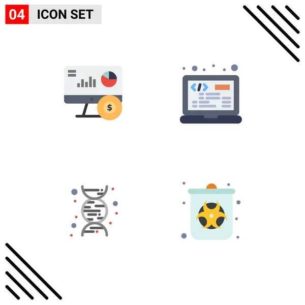 Flat Icons Signs Symbols Monitor Dna Investment Programming Bin Editable — 스톡 벡터