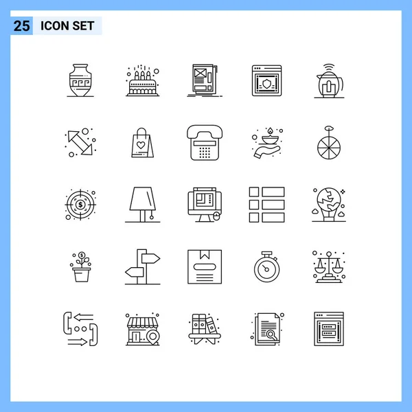 Set Modern Icons Symbols Signs Security Password Kid Network Layout — Stock Vector