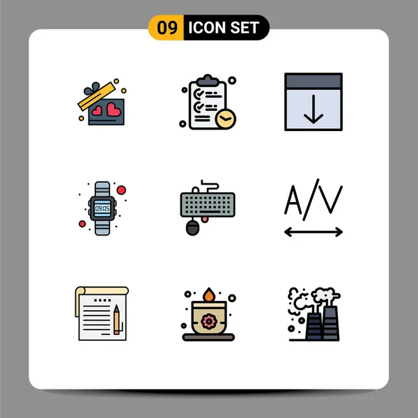 Set Modern Icons Symbols Signs Device Watch Arrange Time Page — Stock Vector