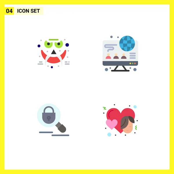 Flat Icon Concept Voor Websites Mobiele Apps Emots Lock Smiley — Stockvector