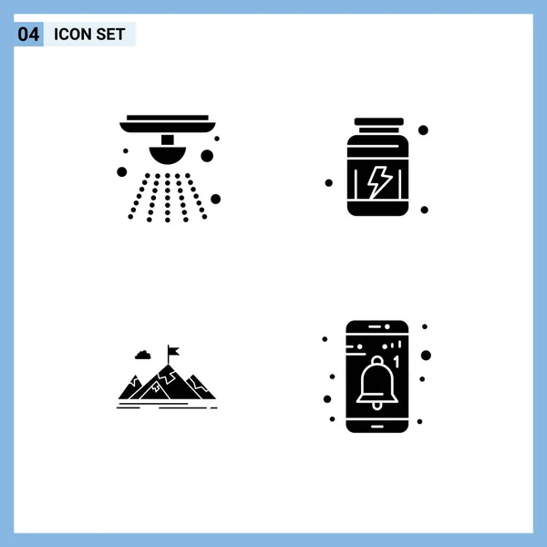 Glifos Sólidos Vectoriales Temáticos Símbolos Editables Alarma Objetivo Fuego Suplemento — Archivo Imágenes Vectoriales