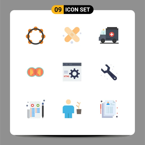 Creative Icons Modern Signs Symbols Coding Man Ambulance Duplicate Face — Stock Vector