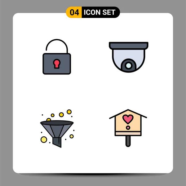 Interfaz Usuario Filledline Flat Color Pack Modernos Signos Símbolos Desbloqueo — Vector de stock