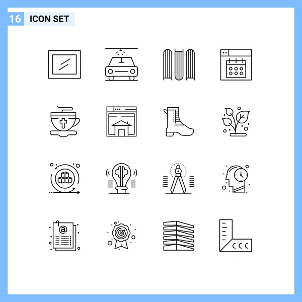 Vector Outlines Grid Web Home Design Hot Cup Editable Vector — 스톡 벡터
