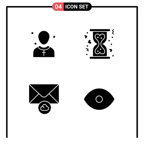 Mobile Interface Solid Glyph Set Pictograms Christian Cloud Man Donation — Stock Vector