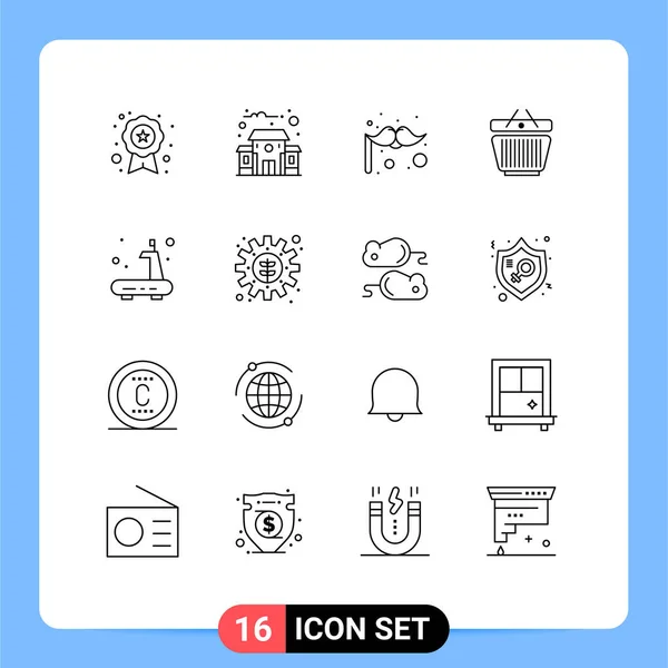 Universal Icon Symbols Group Modern Outlines Treadmill Gym Costume Exercise — Διανυσματικό Αρχείο