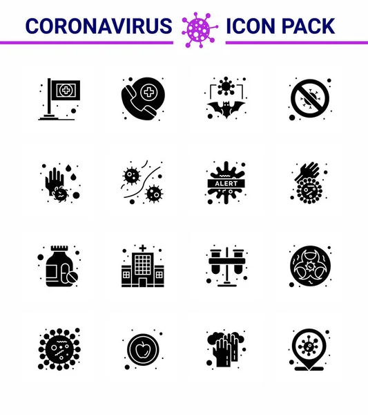 Solid Glyph Black Coronavirus Disease Prevention Vector Icon Hand Scientist — Stock Vector