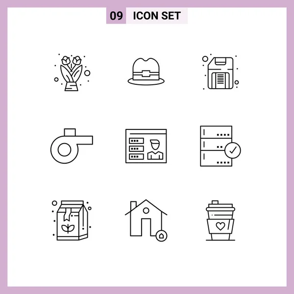 Modern Set Outlines Pictograph Backup Floppy User Account Editable Vector — Stock Vector