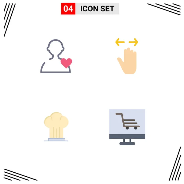 Mobile Interface Flat Icon Set Pictograms User Chef Hand Right — Stockový vektor