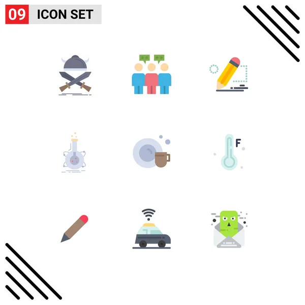 Conjunto Icones Modernos Símbolos Sinais Para Desenvolvimento Flask Lápis Laboratório —  Vetores de Stock