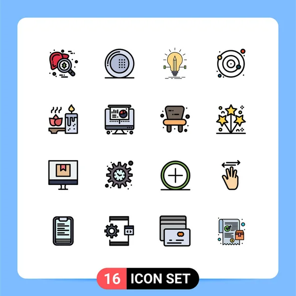 Stock Vector Icon Pack Mit Linienzeichen Und Symbolen Für Orbit — Stockvektor