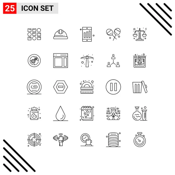 Set Modern Icons Symbols Signs Solution Law Mobile Justice Confectionery — Stock Vector