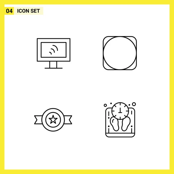 Stock Vector Icon Pack Líneas Signos Símbolos Para Computadora Medalla — Vector de stock