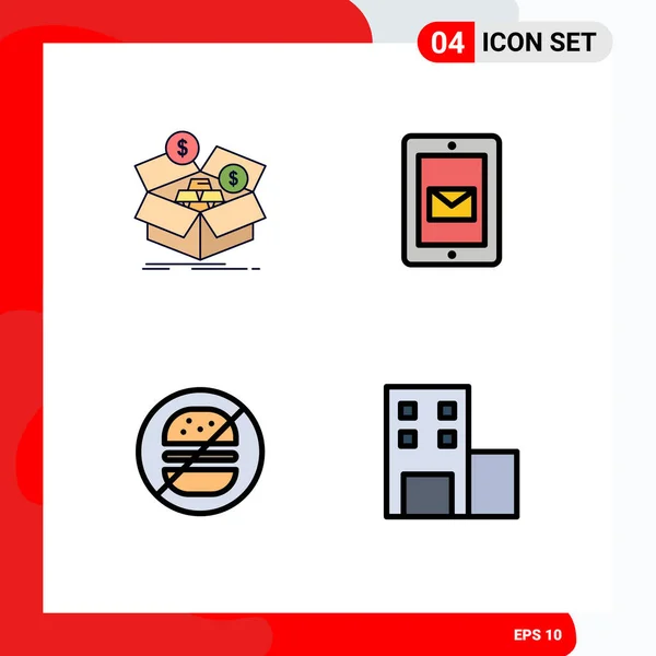 Set Modern Icons Sysymbols Signs Savings Burger Money Chat Healthcare — Vector de stock