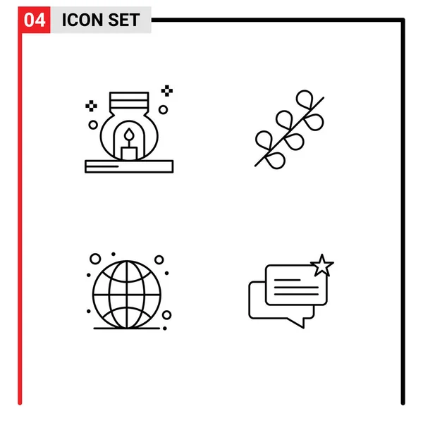 Stock Vector Icon Pack Mit Zeilenzeichen Und Symbolen Für Brenner — Stockvektor