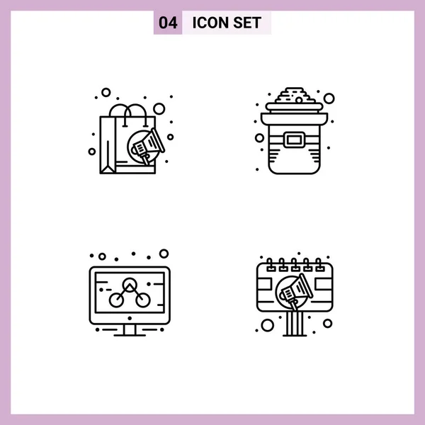 Iconos Creativos Signos Símbolos Modernos Bolsa Gestión Compras Irlandés Editable — Vector de stock