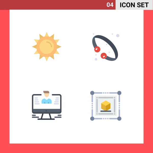 Ensemble Moderne Icônes Plates Symboles Tels Que Soleil Utilisateur Ressort — Image vectorielle