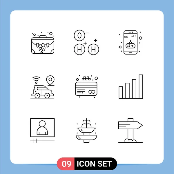 Conjunto Icones Modernos Símbolos Sinais Para Crédito Atm Entretenimento Tecnologia —  Vetores de Stock