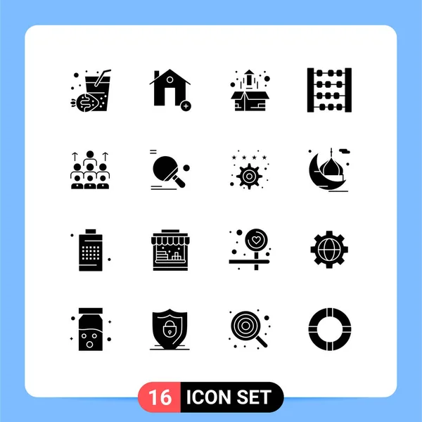 Mobile Interface Solid Glyph Set Pictograms Business Toy Box Counter — Stockový vektor