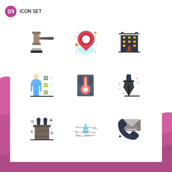 Pictogram Set Van Eenvoudige Platte Kleuren Van Persoonlijke Checklist Punt — Stockvector