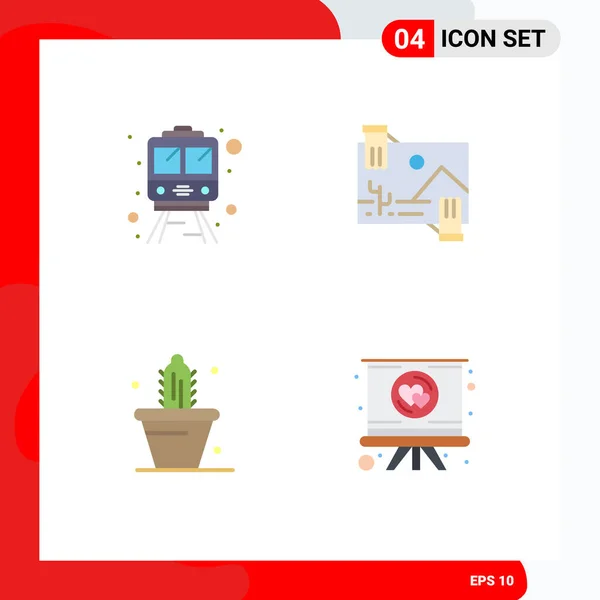 Stock Vector Icon Pack Mit Linienzeichen Und Symbolen Für Schiene — Stockvektor