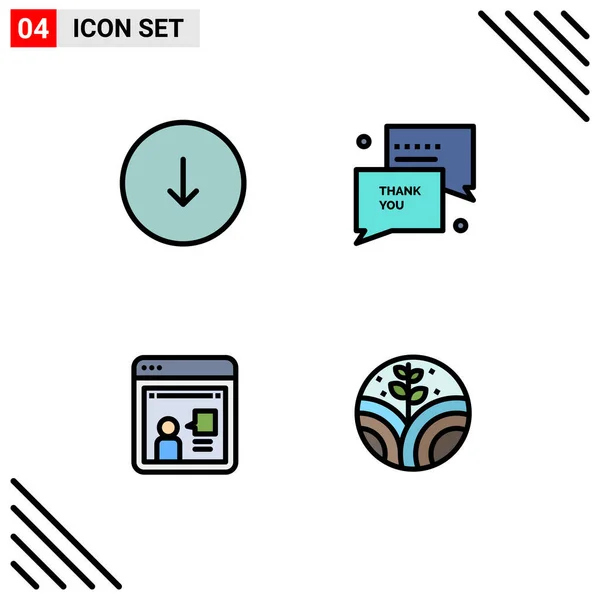 Conjunto Icones Modernos Símbolos Sinais Para Seta Online Downloads Ação — Vetor de Stock