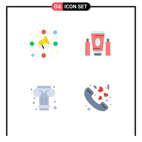 Set Commercial Flat Icons Pack Circle Column Marketing Medical Call — Stock Vector