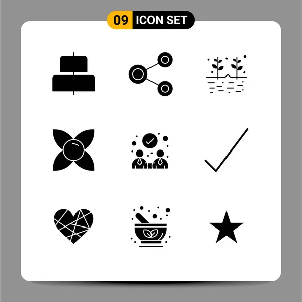 Stock Vector Icon Pack Líneas Signos Símbolos Para Colaboración Naturaleza — Vector de stock