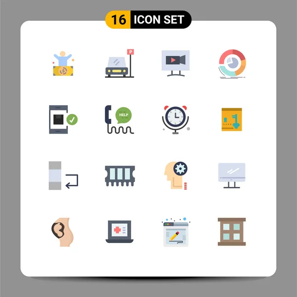 Universal Icon Symbols Group Modern Flat Colors Pie Chart Business — Vetor de Stock