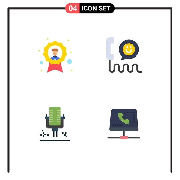 Универсальная Икона Группа Современных Плоских Иконок Достижений Телефон Сотрудник Связь — стоковый вектор